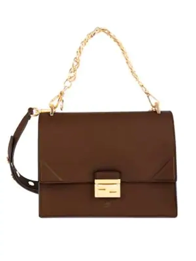 Fendi Women's Kan U Leather Shoulder Bag In Brown