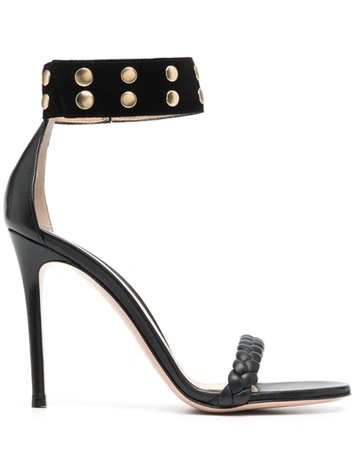 Gianvito Rossi Studded Leather Open-toe Sandals In Black