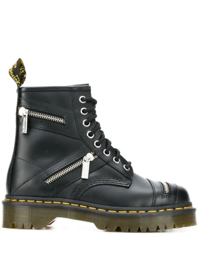 Dr. Martens' Black Leather '1460 Bex Zip' Boots