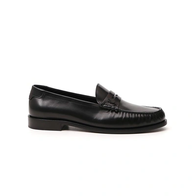 Saint Laurent Brushed Leather Loafers In Black