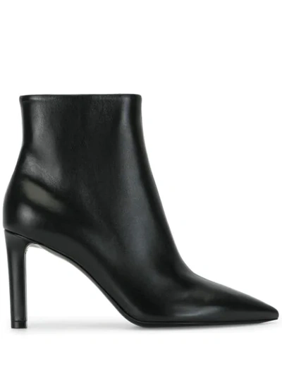 Saint Laurent Kate 85 Leather Ankle Boots In Black