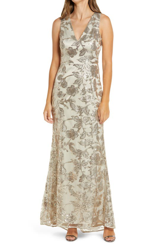 vince camuto sequin trumpet gown