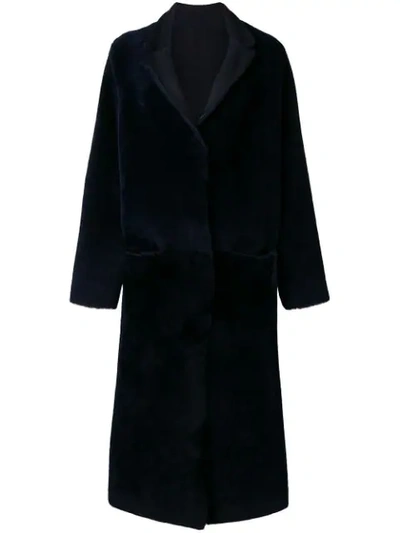 Liska Reversible Long Coat In Blue