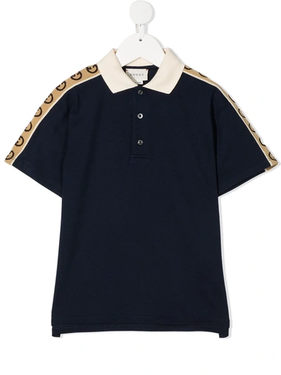 Gucci Kids' Interlocking G Detail Polo Shirt In Blue