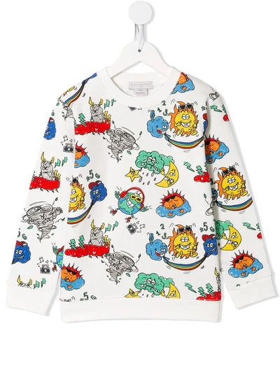 Stella Mccartney Kids' Weather Print Organic Cotton Sweatshirt In White