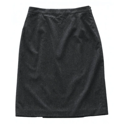 Pre-owned Max Mara Wool Mid-length Skirt In Grey