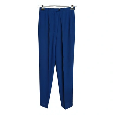 Pre-owned Dior Blue Wool Trousers