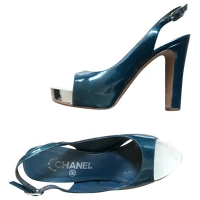 Pre-owned Chanel Patent Leather Heels In Blue
