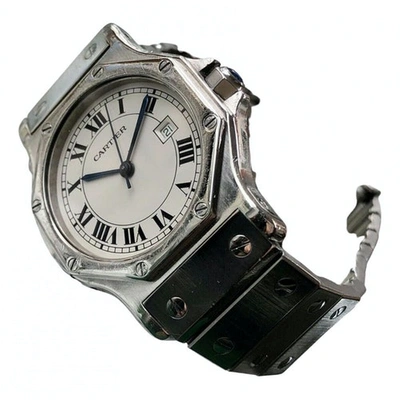Pre-owned Cartier Santos Ronde Watch In Silver