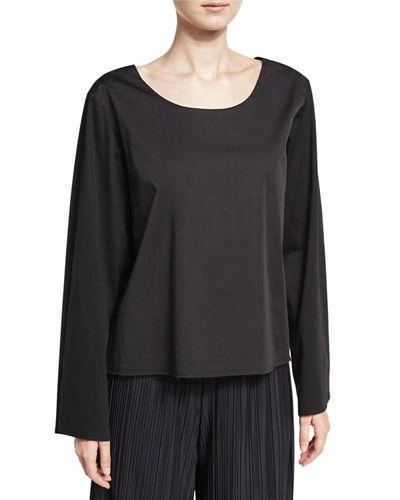 The Row Angelina Scoop-neck Cotton Top In Black