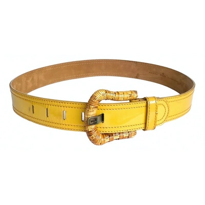 Pre-owned Fendi Yellow Patent Leather Belt