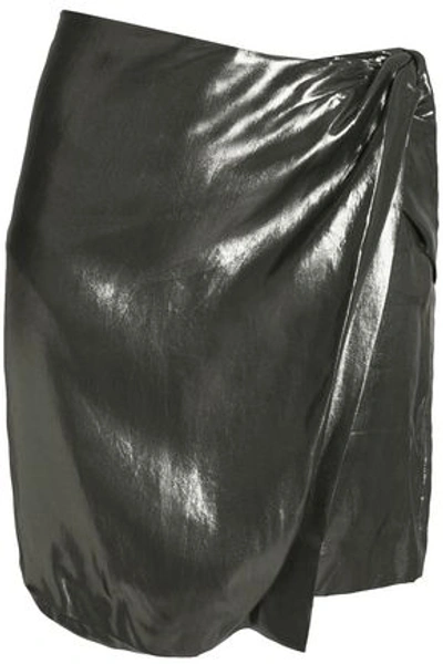 Iro Shanina Draped Lamé Skirt, Black/silver, Black/silver In Gunmetal