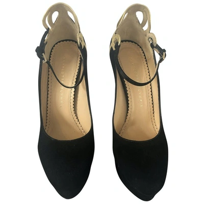 Pre-owned Charlotte Olympia Dolly Black Suede Heels
