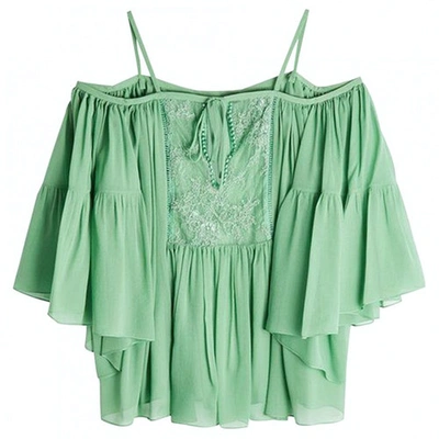 Pre-owned Roberto Cavalli Silk Blouse In Green