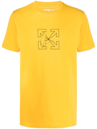 Off-white Logo Workers Cotton T-shirt In Yellow