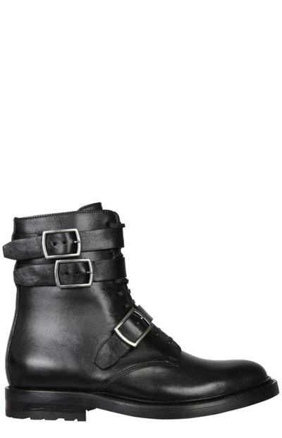 Saint Laurent Buckle-detail 30mm Ceril Ankle Boots In Black