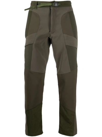 White Mountaineering Slim-fit Panelled Trousers In Green