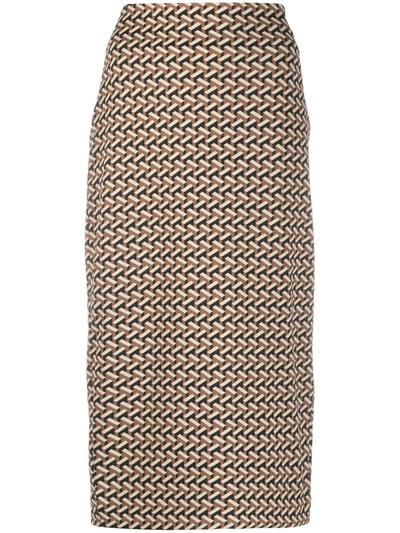 Diane Von Furstenberg Geometric Pattern High-wasit Skirt In Brown