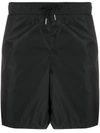 Moncler Logo Stripe Swim Trunks In Black