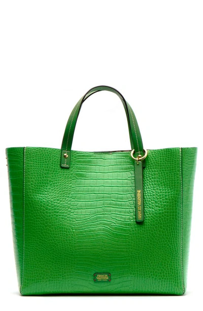 Frances Valentine Margaret Embossed Leather Tote In Green