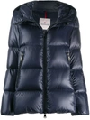 Moncler Womens Navy Seritte Hooded Shell-down Jacket Xs In Blue