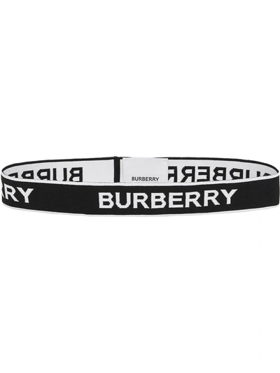 Burberry Logo Jacquard Stretch Headband In Black/ White