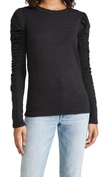 Free People Natasha Ruffle Sleeve Top In Black