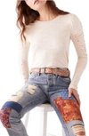 Free People Natasha Ruffle Sleeve Top In Sand