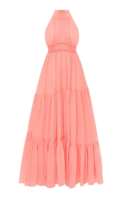 Anna October Principessa Tiered Ruffled Crepe Dress In Pink