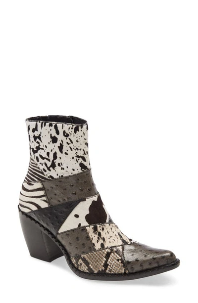 Jeffrey Campbell Caballeros Western Boot In Black White Exotic Combo