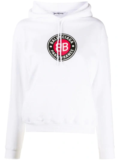 Balenciaga Club Logo Oversized Hoodie In White