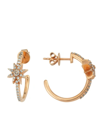 Bee Goddess Rose Gold And Diamond Venus Star Hoop Earrings In Rose Gold Multi