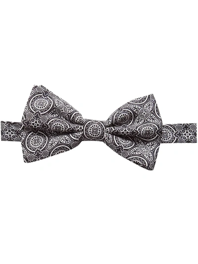 Dolce & Gabbana Silk Bow Tie With Tie Print In Black/white