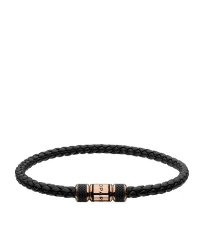 Chopard Leather And Rose Gold Classic Racing Bracelet In Black