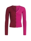 Staud Shoko Cargo Colorblock Cardigan In Red/pink