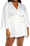 Rya Collection Plus Size Heavenly Charmeuse Cover Up In Ivory