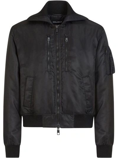 Dolce & Gabbana High-collar Bomber Jacket In Black