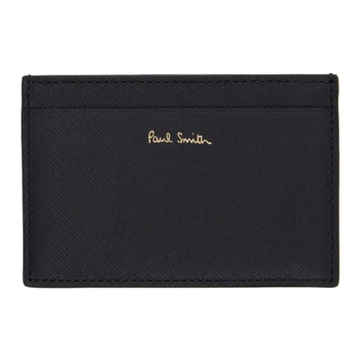 Paul Smith Mini Kings Cross Print Leather Card Holder In 79 Black