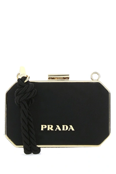 Prada Logo Mini Clutch Bag In Black