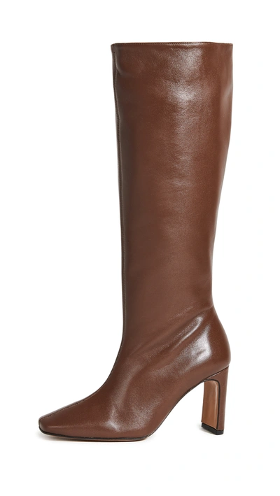 Souliers Martinez Enero Leather 70mm Boots In Chocolate