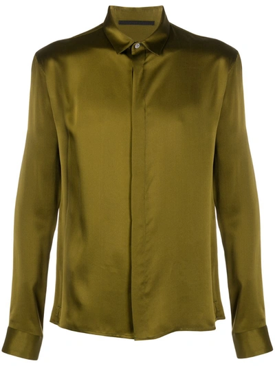 Haider Ackermann Dali Point-collar Classic Satin Shirt In Green