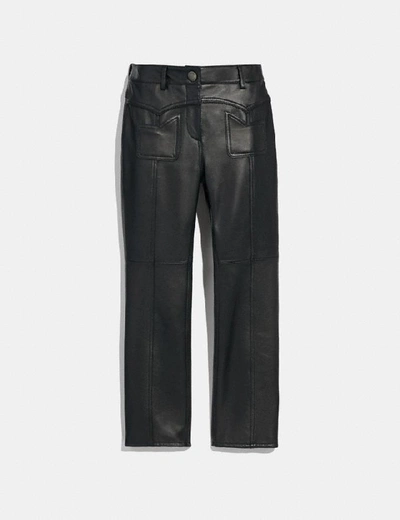 Coach Leather Pants In Black - Size 0