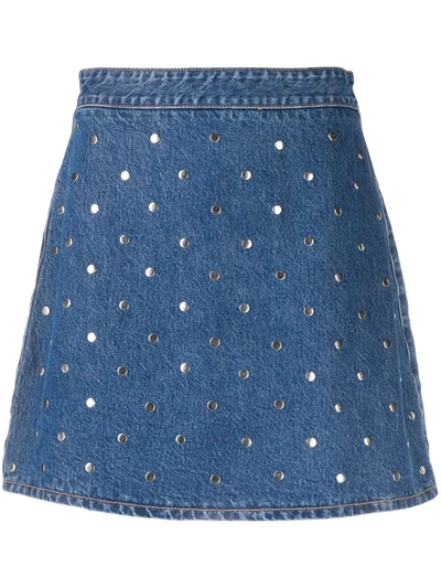 Ganni Studded Organic Cotton Denim Miniskirt
