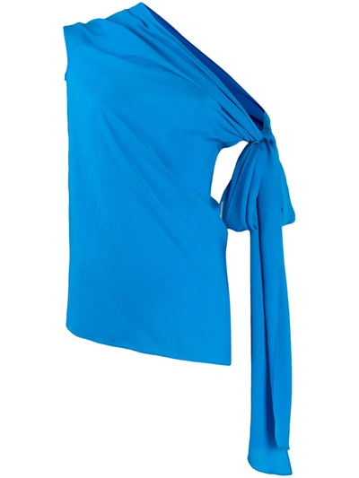 Roland Mouret Ozora Asymmetric Tie Fastening Blouse In Blue