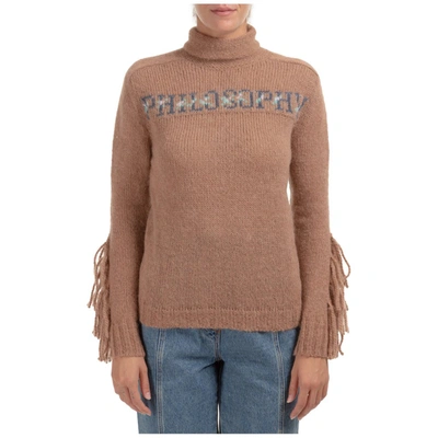 Philosophy Di Lorenzo Serafini Turtleneck Fringed Sweater In Brown