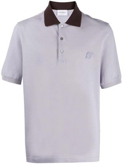 Ferragamo Logo Patch Polo Shirt In Purple