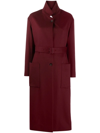 Ferragamo Belted Single-breasted Coat In Red