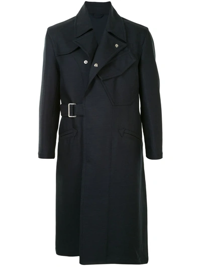 Cerruti 1881 Asymmetric Trench Coat In Blue