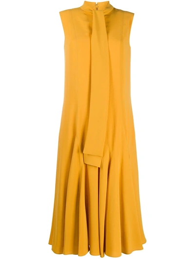 Mulberry Dena Pussy Bow Dress In Yellow