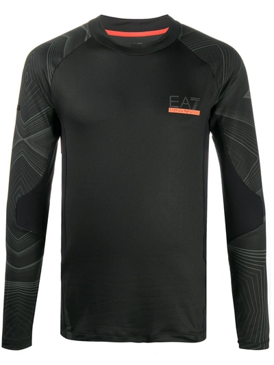Ea7 Abstract-print T-shirt In Black